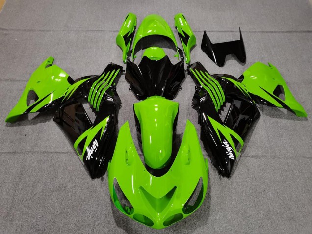 Lime Green and Black 2006-2011 Kawasaki ZX14R Motorcycle Fairings