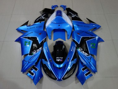 Liquid Blue & Logos 2006-2007 Kawasaki ZX10R Motorcycle Fairings