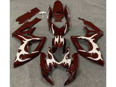 Maroon and White 2006-2007 Suzuki GSXR 600-750 Motorcycle Fairings