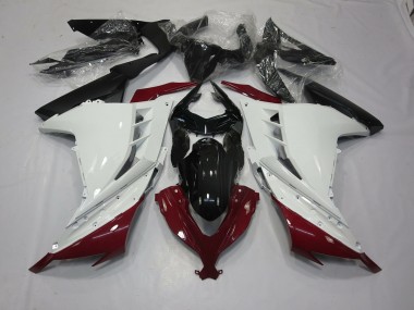 Maroon and White 2013-2018 Kawasaki Ninja 300 Motorcycle Fairings