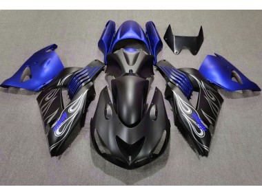 Matte Black and Blue 2006-2011 Kawasaki ZX14R Motorcycle Fairings