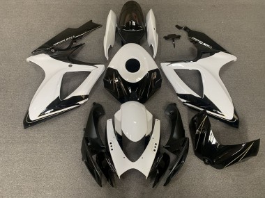 Matte Black and Gloss White 2006-2007 Suzuki GSXR 600-750 Motorcycle Fairings