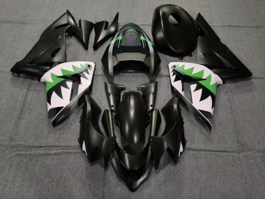 Matte Black and Green 2004-2005 Kawasaki ZX10R Motorcycle Fairings