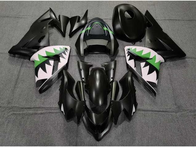 Matte Black and Green 2004-2005 Kawasaki ZX10R Motorcycle Fairings