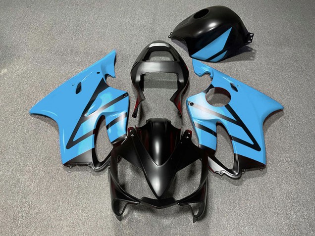 Matte Black and Light Blue 2001-2003 Honda CBR600 F4i Motorcycle Fairings