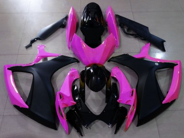 Matte Black and Pink 2006-2007 Suzuki GSXR 600-750 Motorcycle Fairings