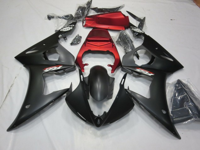 Matte Black and Red 2003-2005 Yamaha R6 Motorcycle Fairings