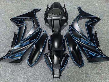 Matte Black & Blue Lining 2011-2015 Kawasaki ZX10R Motorcycle Fairings