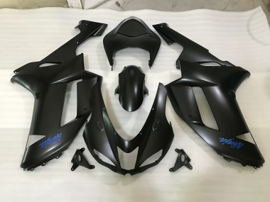 Matte Black & Blue logo 2007-2008 Kawasaki ZX6R Motorcycle Fairings