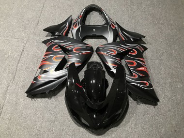 Matte Black & Flame 2006-2007 Kawasaki ZX10R Motorcycle Fairings