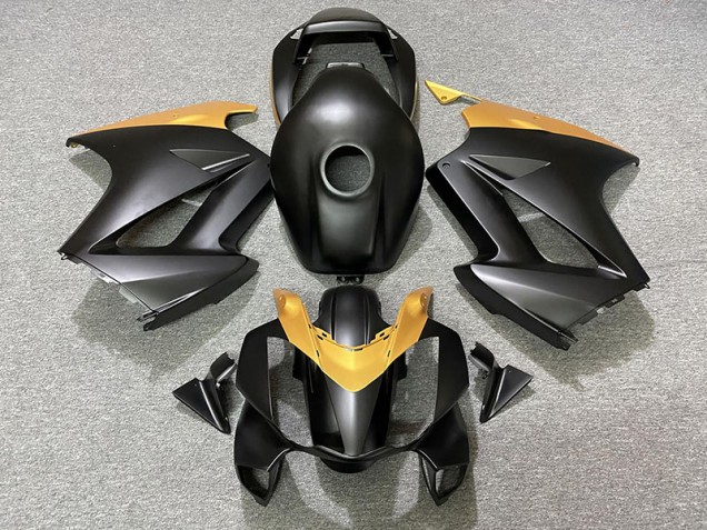 Matte Black & Gold 2002-2012 Honda VFR800 Motorcycle Fairings