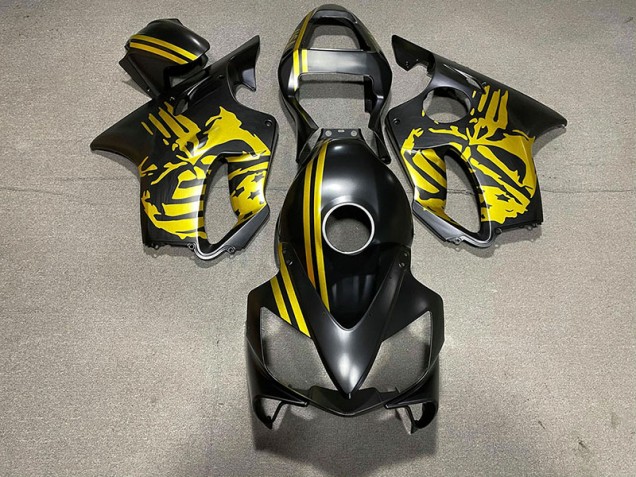 Matte Black & Gold Skull 2001-2003 Honda CBR600 F4i Motorcycle Fairings