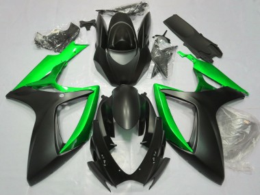 Matte Black & Green 2006-2007 Suzuki GSXR 600-750 Motorcycle Fairings