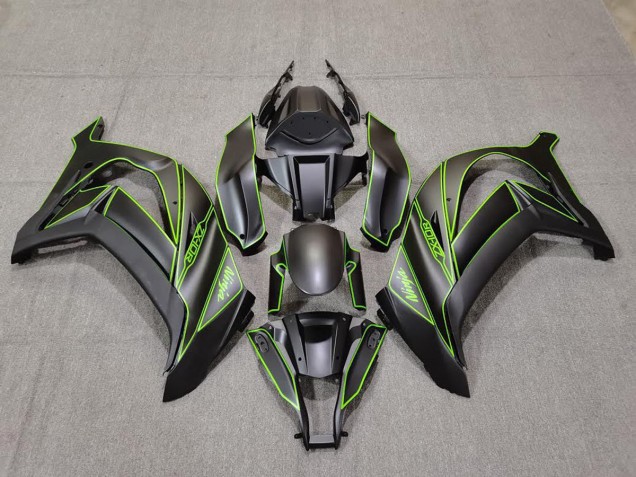 Matte Black & Green Lining 2011-2015 Kawasaki ZX10R Motorcycle Fairings