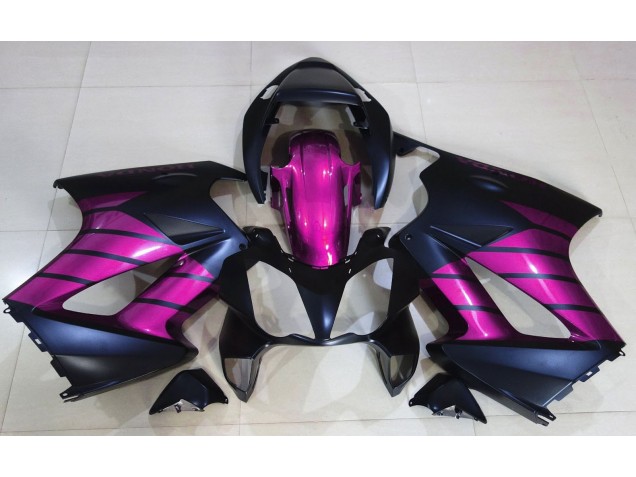 Matte Black & Pink 2002-2012 Honda VFR800 Motorcycle Fairings