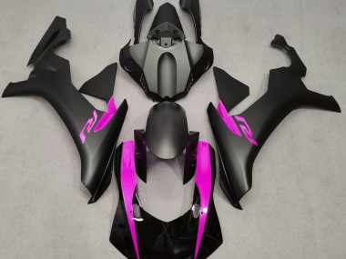 Matte Black & Pink 2015-2019 Yamaha R1 Motorcycle Fairings