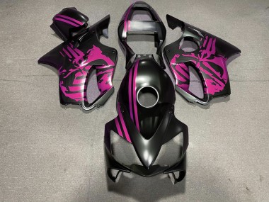 Matte Black & Pink Skull 2001-2003 Honda CBR600 F4i Motorcycle Fairings