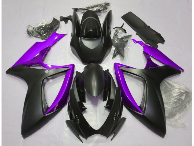 Matte Black & Purple 2006-2007 Suzuki GSXR 600-750 Motorcycle Fairings