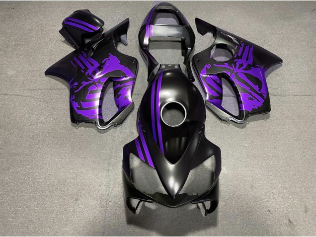 Matte Black & Purple Skull 2001-2003 Honda CBR600 F4i Motorcycle Fairings