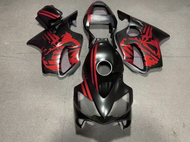 Matte Black & Red Skull 2001-2003 Honda CBR600 F4i Motorcycle Fairings