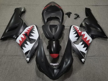 Matte Black Shark 2005-2006 Kawasaki ZX6R Motorcycle Fairings