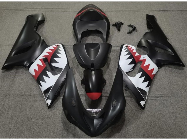 Matte Black Shark 2005-2006 Kawasaki ZX6R Motorcycle Fairings