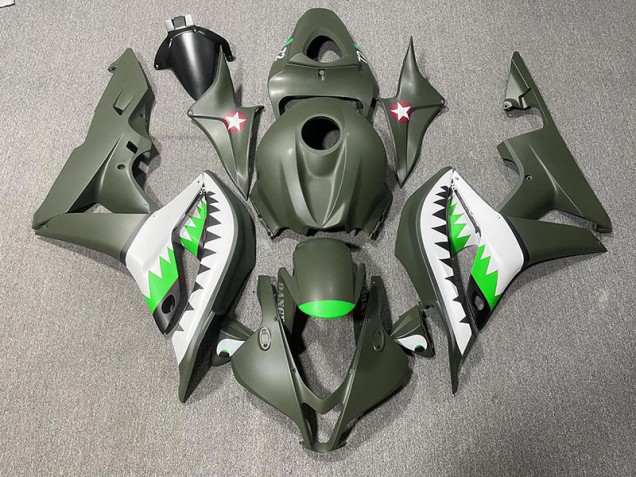 Matte Green & LightGreen Shark 2007-2008 Honda CBR600RR Motorcycle Fairings