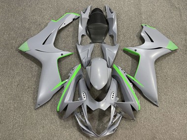 Matte Nardo Gray & Green Accents 2011-2020 Suzuki GSXR 600-750 Motorcycle Fairings