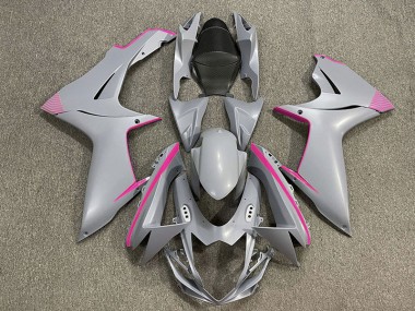 Matte Nardo Gray & Pink Accents 2011-2020 Suzuki GSXR 600-750 Motorcycle Fairings