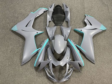 Matte Nardo Gray & Teal Accents 2011-2020 Suzuki GSXR 600-750 Motorcycle Fairings