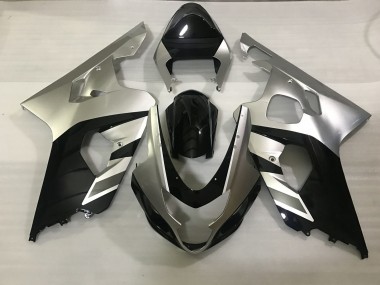 Matte Silver and Black 2004-2005 Suzuki GSXR 600-750 Motorcycle Fairings