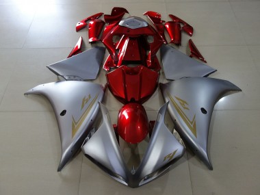 Matte Silver & Gloss Red 2009-2012 Yamaha R1 Motorcycle Fairings