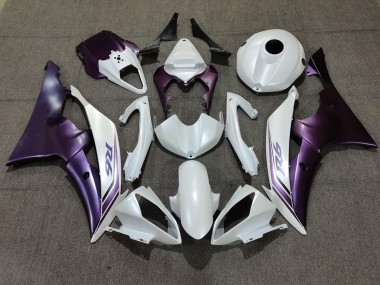 Matte White and Purple 2008-2016 Yamaha R6 Motorcycle Fairings