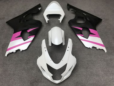 Matte White & Pink 2004-2005 Suzuki GSXR 600-750 Motorcycle Fairings