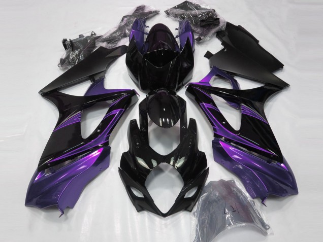 Mood Purple and Gloss Black 2007-2008 Suzuki GSXR 1000 Motorcycle Fairings