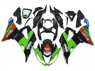 MotoCard Green and Black 2013-2018 Kawasaki ZX6R Motorcycle Fairings