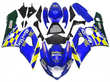 MoviStar Blue and Yellow Check 2005-2006 Suzuki GSXR 1000 Motorcycle Fairings