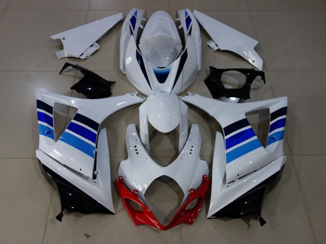 OEM Style Blue and White 2007-2008 Suzuki GSXR 1000 Motorcycle Fairings