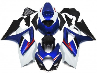 OEM Style Gloss Blue and White Red Logo 2007-2008 Suzuki GSXR 1000 Motorcycle Fairings