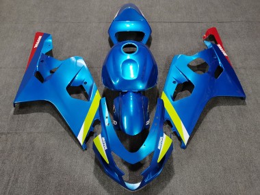 Pearl Blue Yellow 2004-2005 Suzuki GSXR 600-750 Motorcycle Fairings