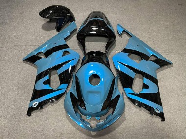 Pearl Light Blue and Black 2001-2003 Suzuki GSXR 600-750 Motorcycle Fairings