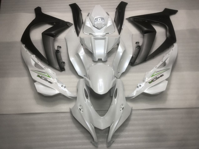 Pearl white and Green 2016-2019 Kawasaki ZX10R Motorcycle Fairings