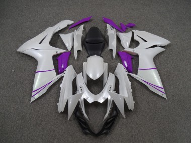 Pearl White and Purple 2011-2020 Suzuki GSXR 600-750 Motorcycle Fairings