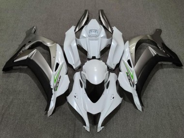 Pearl White and Silver 2016-2019 Kawasaki ZX10R Motorcycle Fairings