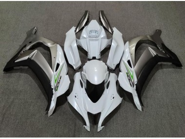 Pearl White and Silver 2016-2019 Kawasaki ZX10R Motorcycle Fairings