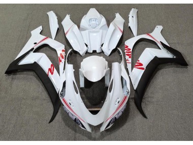 Pearl White & Red Logos 2016-2019 Kawasaki ZX10R Motorcycle Fairings