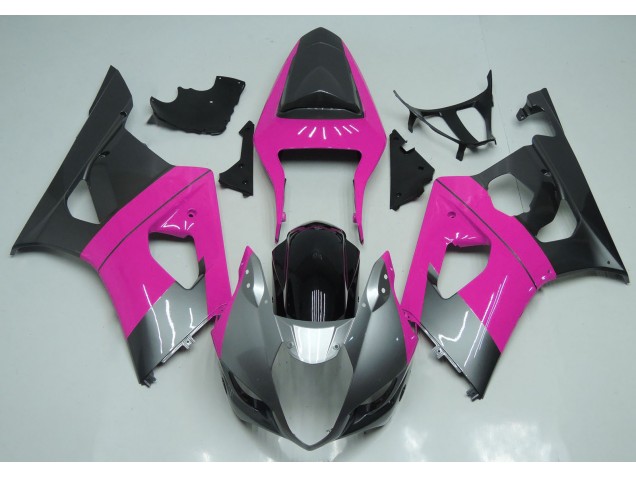 Pink Silver and Black 2003-2004 Suzuki GSXR 1000 Motorcycle Fairings