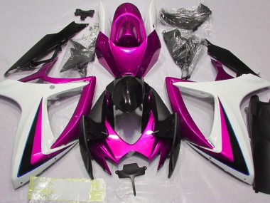 Pink & White 2006-2007 Suzuki GSXR 600-750 Motorcycle Fairings