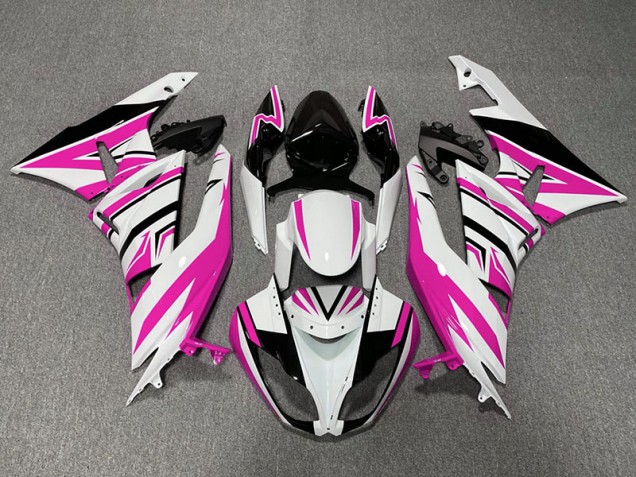 Pink White and Black Zag 2009-2012 Kawasaki ZX6R Motorcycle Fairings