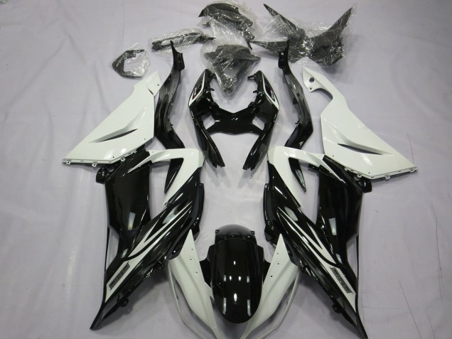 Plain Gloss Black White 2013-2018 Kawasaki ZX6R Motorcycle Fairings